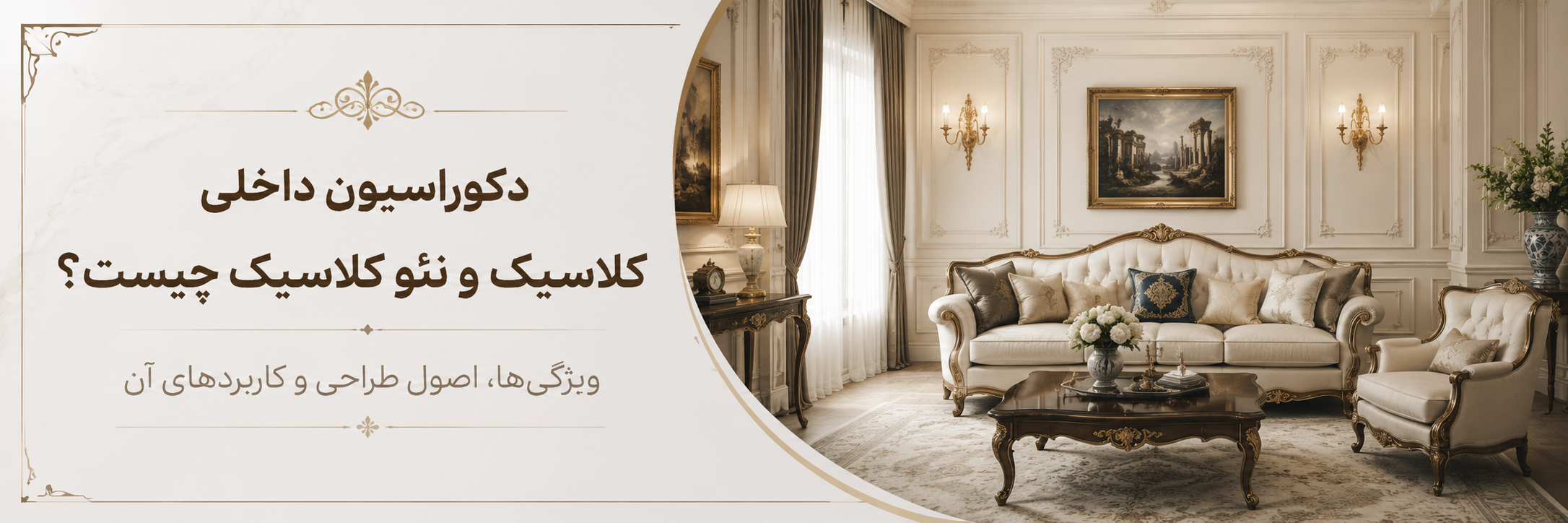 بنر مقاله دکوراسیون داخلی کلاسیک و نئو کلاسیک چیست؟
