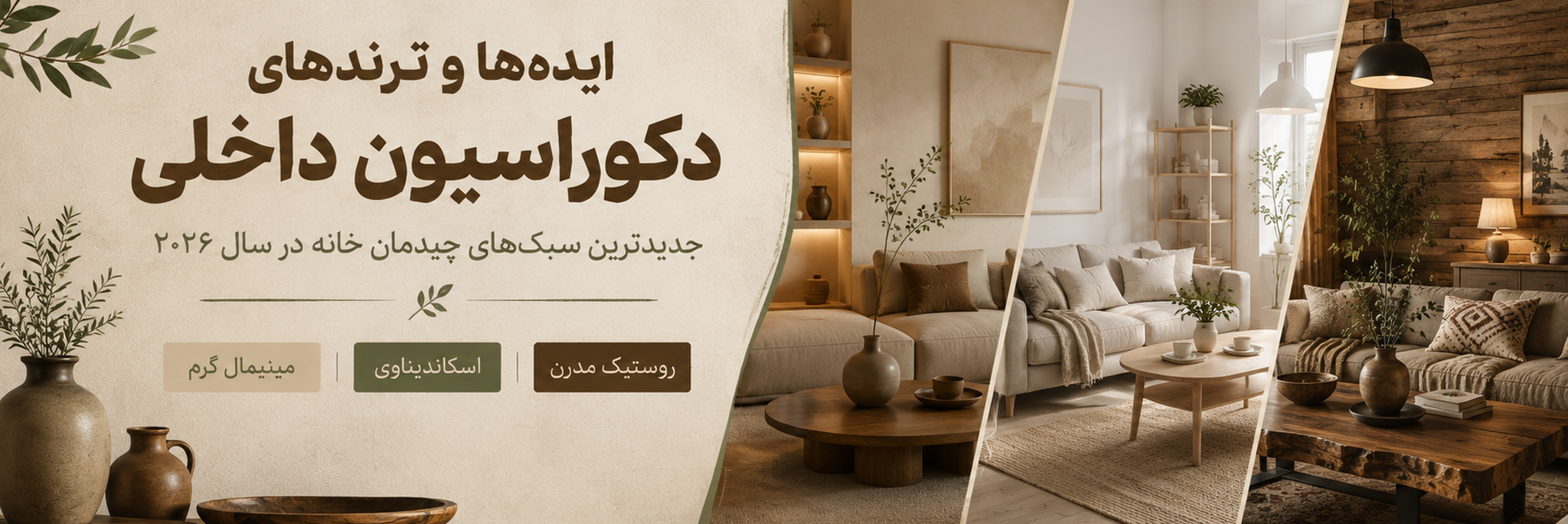 بنر مقاله جدید ترین ایده‌ها و ترندهای دکوراسیون داخلی | انواع سبک‌های چیدمان خانه