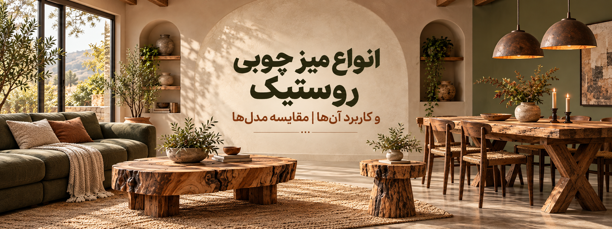 بنر مقاله انواع میز چوبی روستیک و کاربرد آنها | مقایسه مدلها