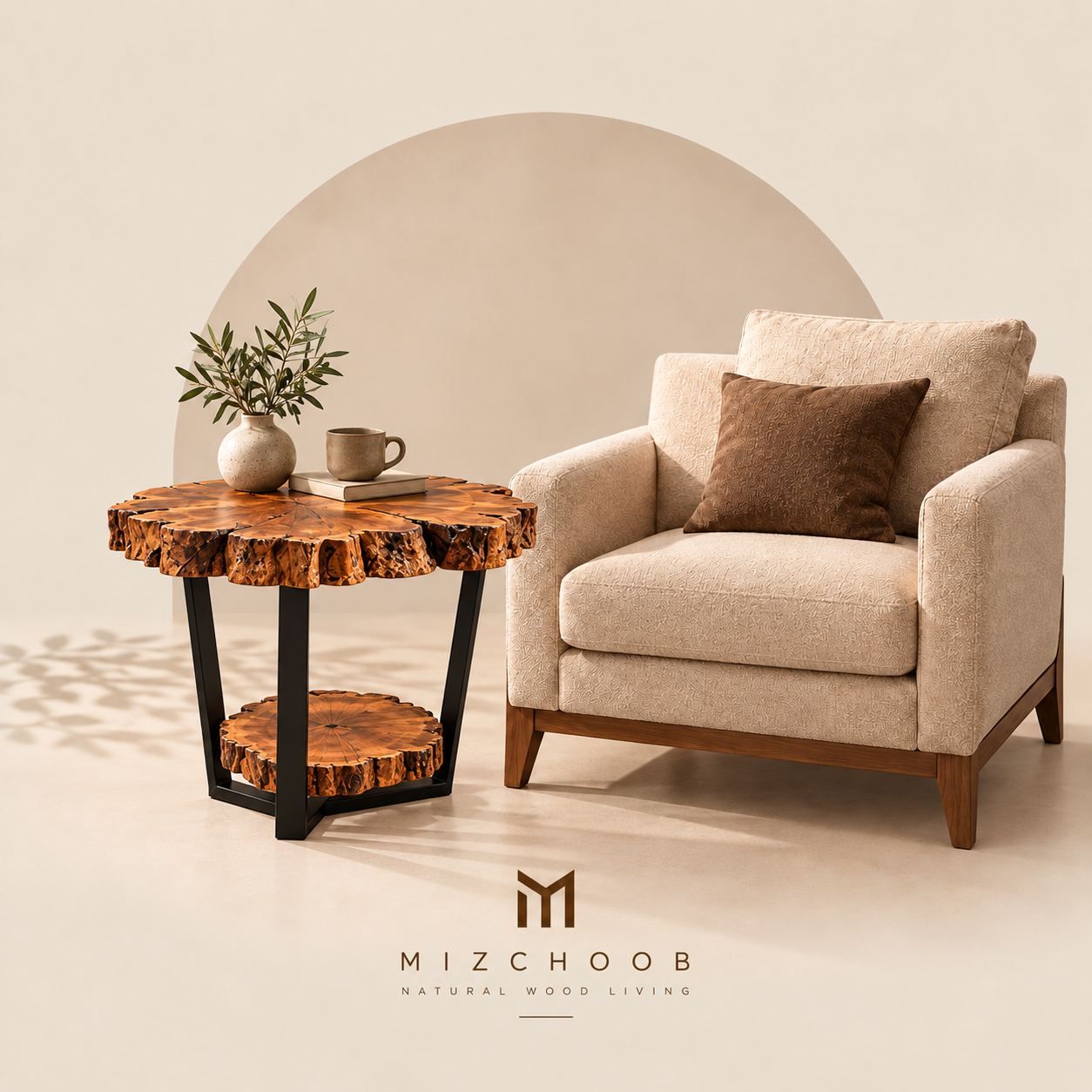 میز کنار مبلی روستیک