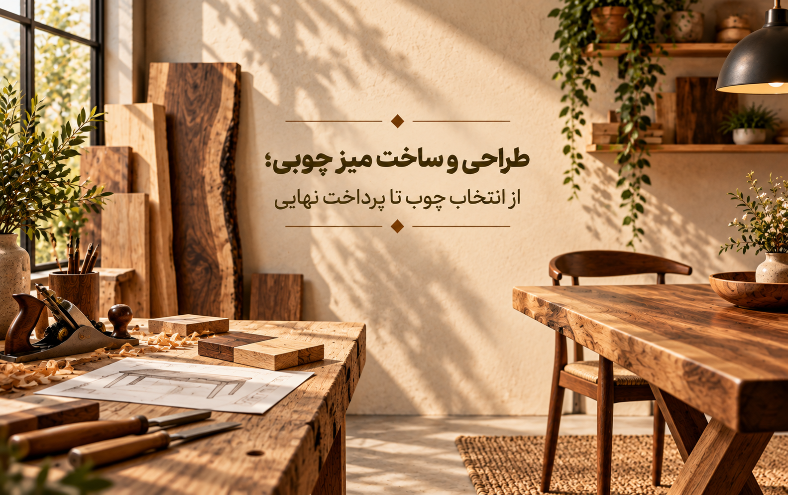 طراحی و ساخت میز چوبی؛ از انتخاب چوب تا پرداخت نهایی