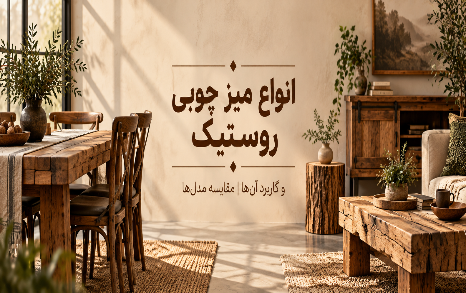 انواع میز چوبی روستیک و کاربرد آن‌ها | مقایسه مدل‌ها