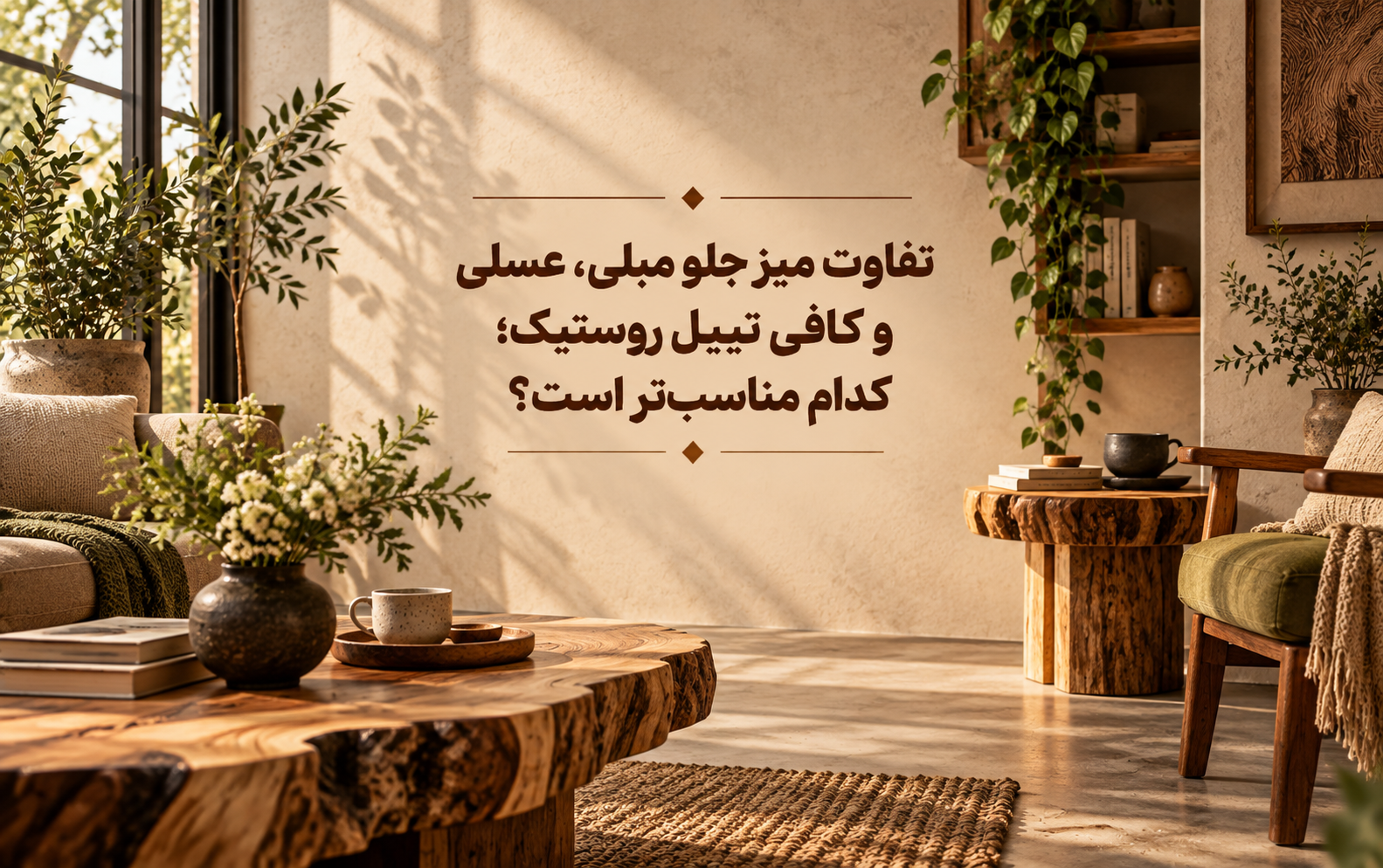 تفاوت میز جلو مبلی، عسلی و کافی تیبل روستیک؛ کدام مناسب‌تر است؟