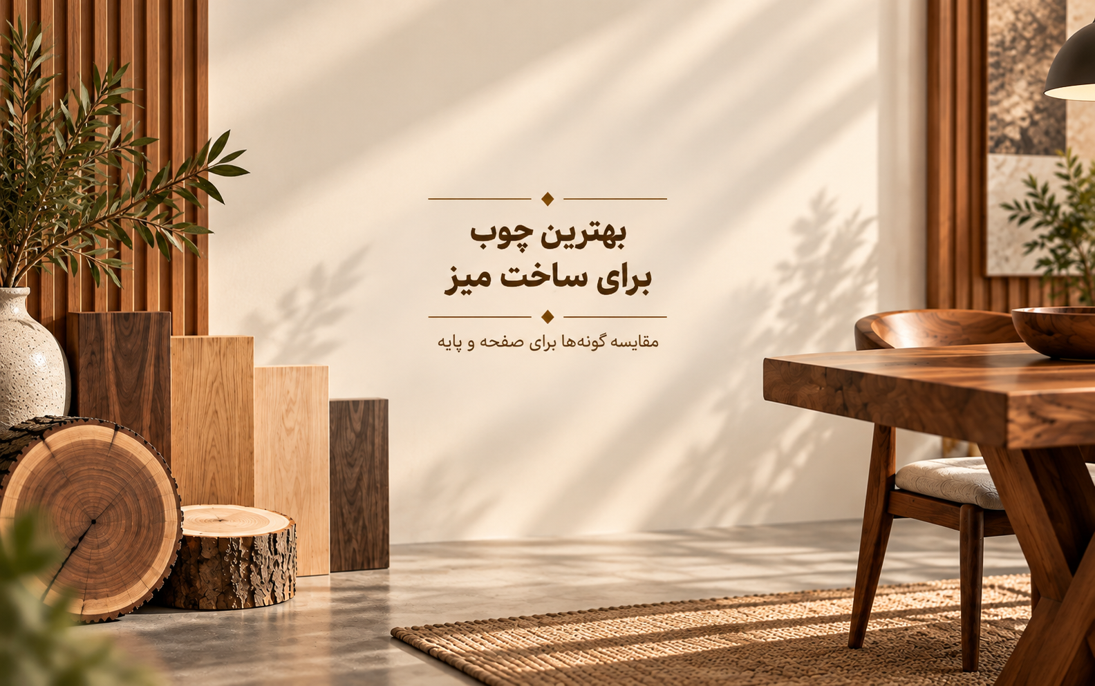 بهترین چوب برای ساخت میز؛ مقایسه گونه‌ها برای صفحه و پایه