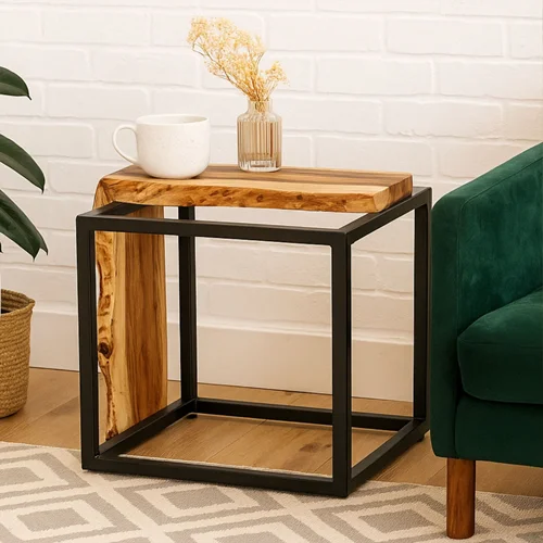 میز عسلی مدل باکس چوب چنار