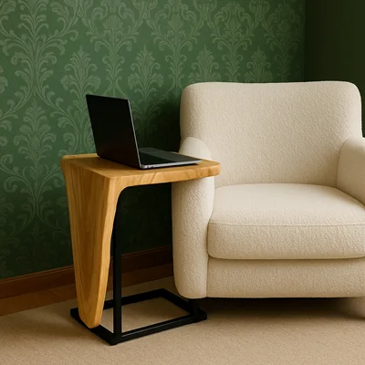 کافی تیبل مدل آبشار چوب گردو روشن پایه فلز