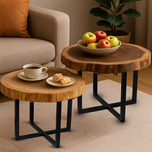 جلو مبلی مدل کفشدوزک چوب گردو ست دو تایی